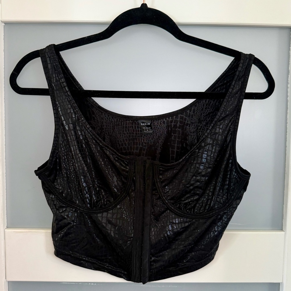 Black Shiny Bustier Top